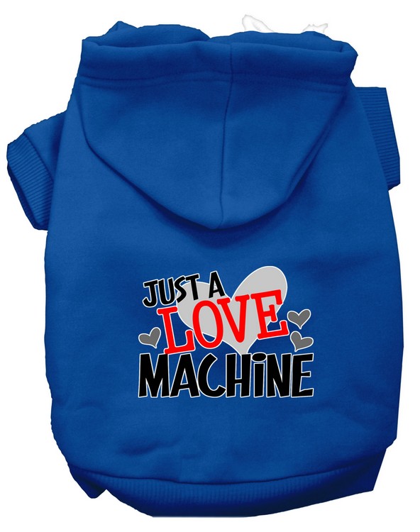 Love Machine Screen Print Dog Hoodie Blue XS